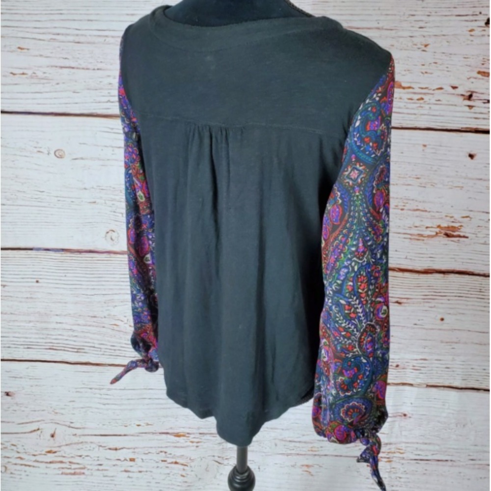 Akemi + Kim Anthropologie Maybell Tied Sleeve Top Women's Size Small Paisley - Picture 8 of 11